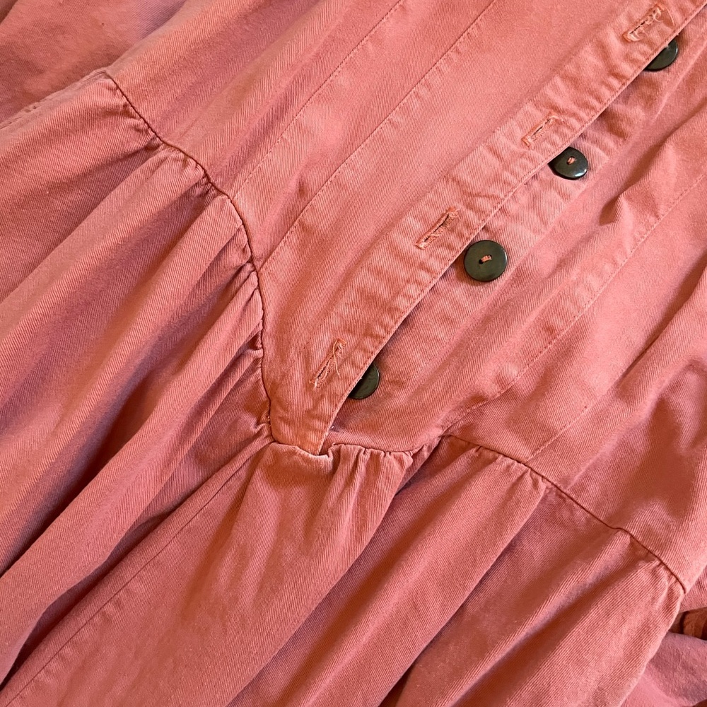 Vintage upcycled pink bleached denim maxi dress